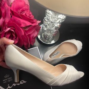 Nina Mid-Heel Open Toe Pumps
